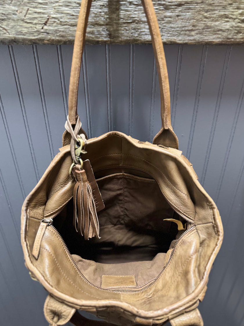 Bryant Woven Travel Tote brown inside