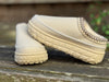 Contrast Stitch Detail Suede Plush Slippers cream