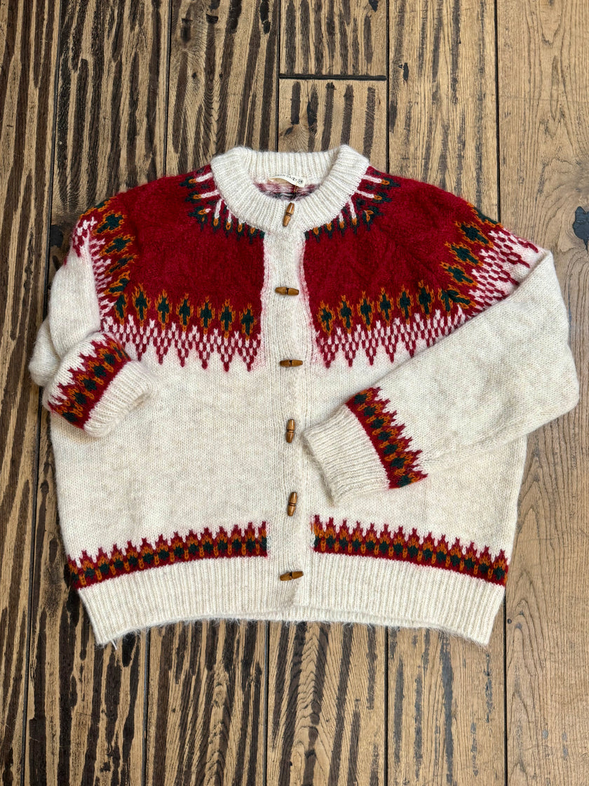 Nordic Pattern Wool Blend Cardigan