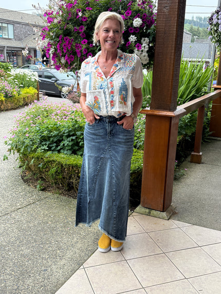 Selma Pieced Denim Maxi Skirt