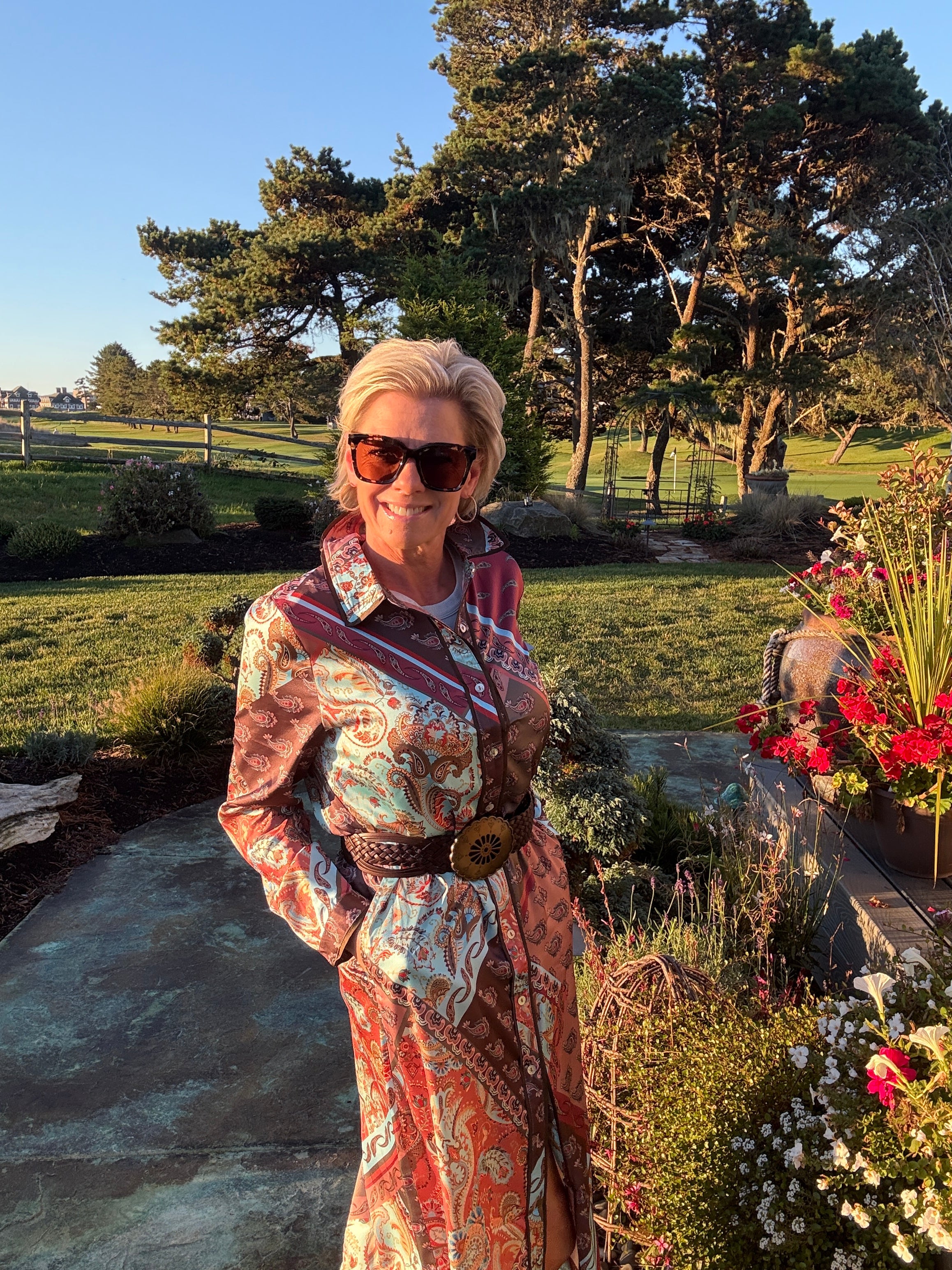 Patchwork Satin Print Shirt Dress