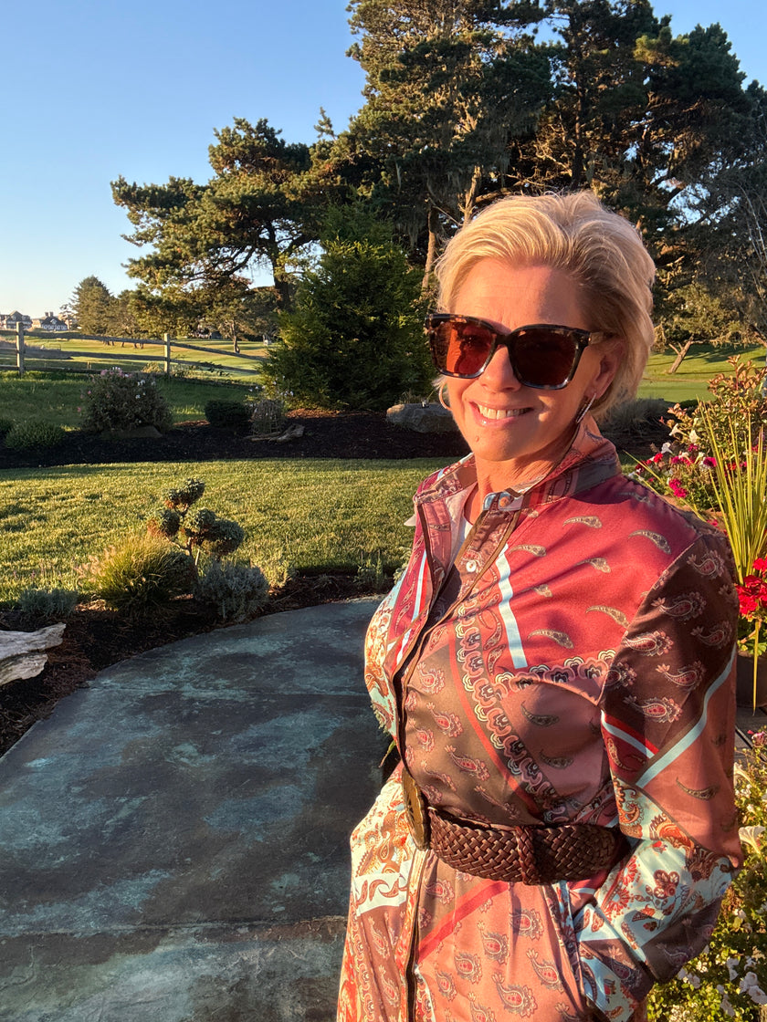 Patchwork Satin Print Shirt Dress