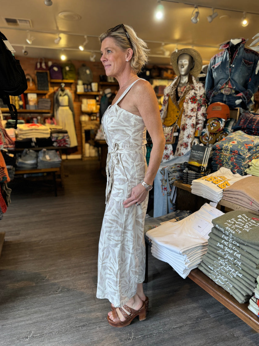 Sleeveless Woven Jumpsuit seashore side