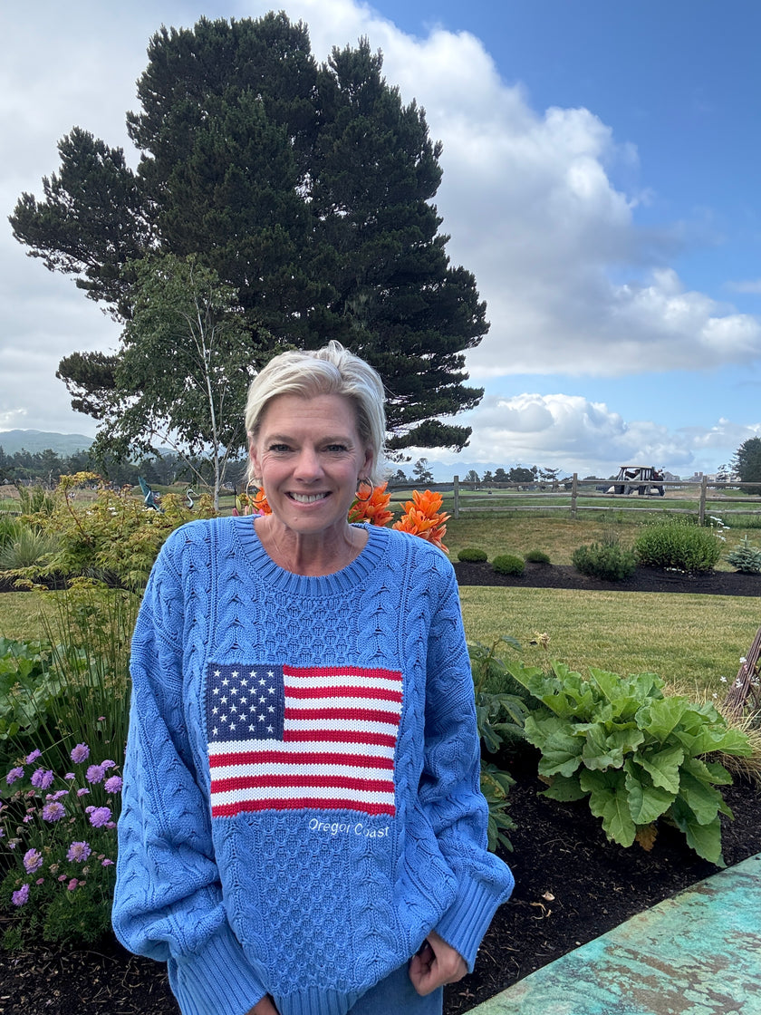 Coastal Spirit Cable Knit Flag Sweater