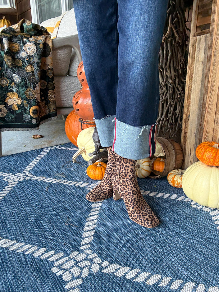 Roan DK Leopard Suede Bootie