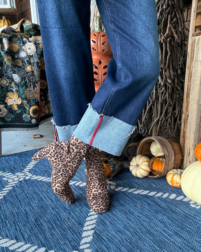 Roan DK Leopard Suede Bootie