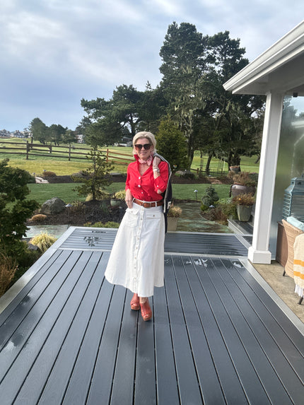 Solid Woven MIDI Skirt front