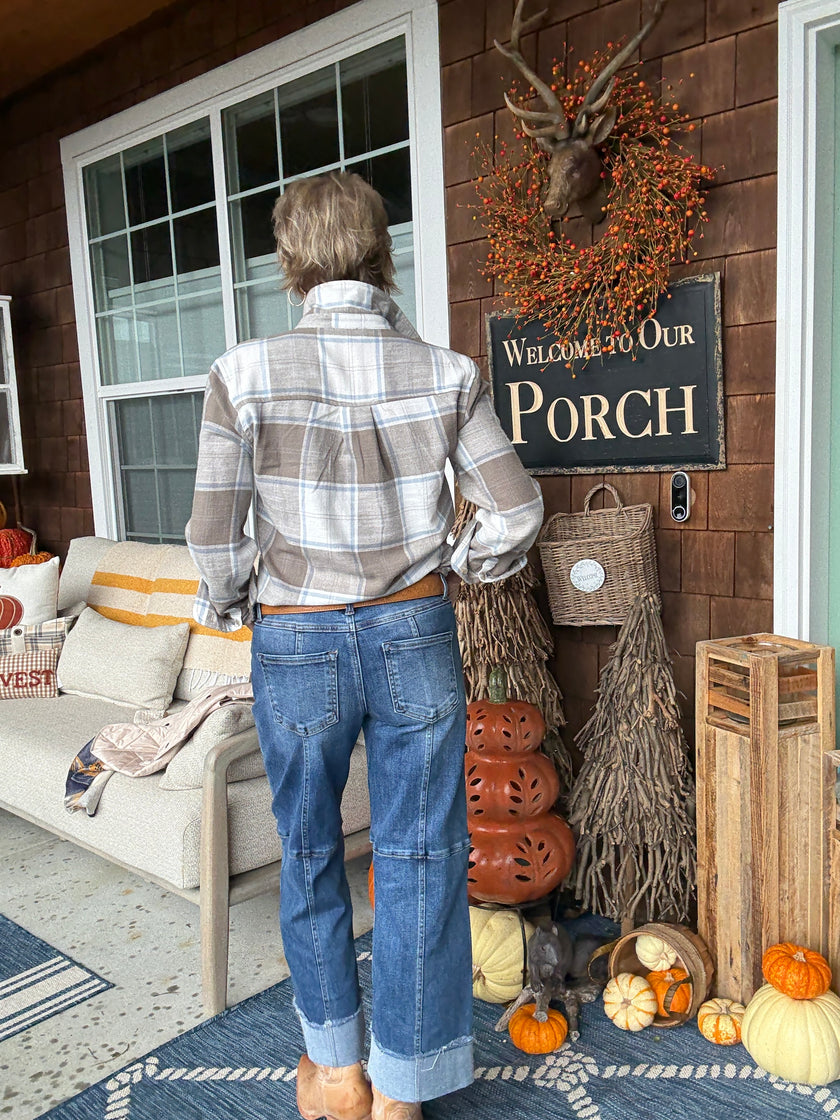 Slouchy Cropped Wide Jeans With Cuffed Hem