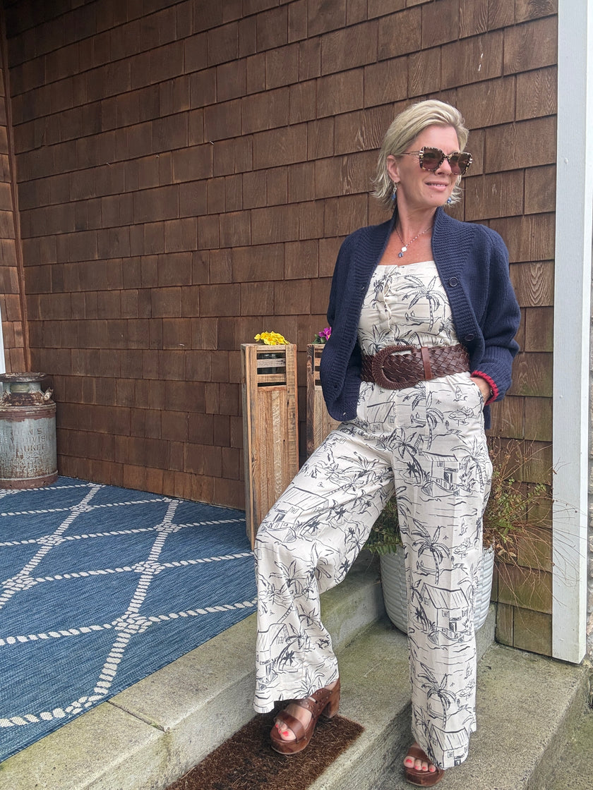Sail Away with Me Button Down Sash Belt Jumpsuit