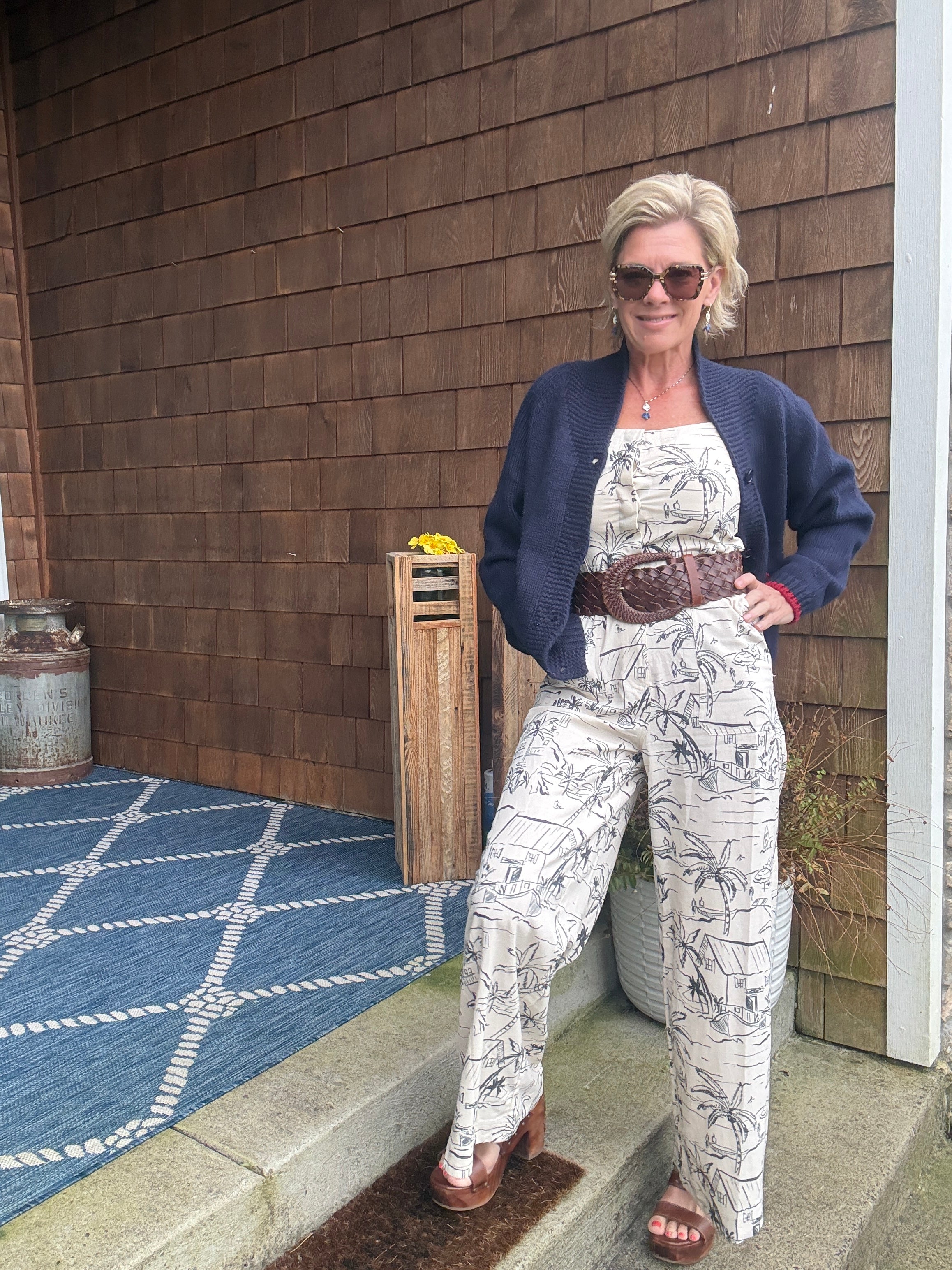 Sail Away with Me Button Down Sash Belt Jumpsuit