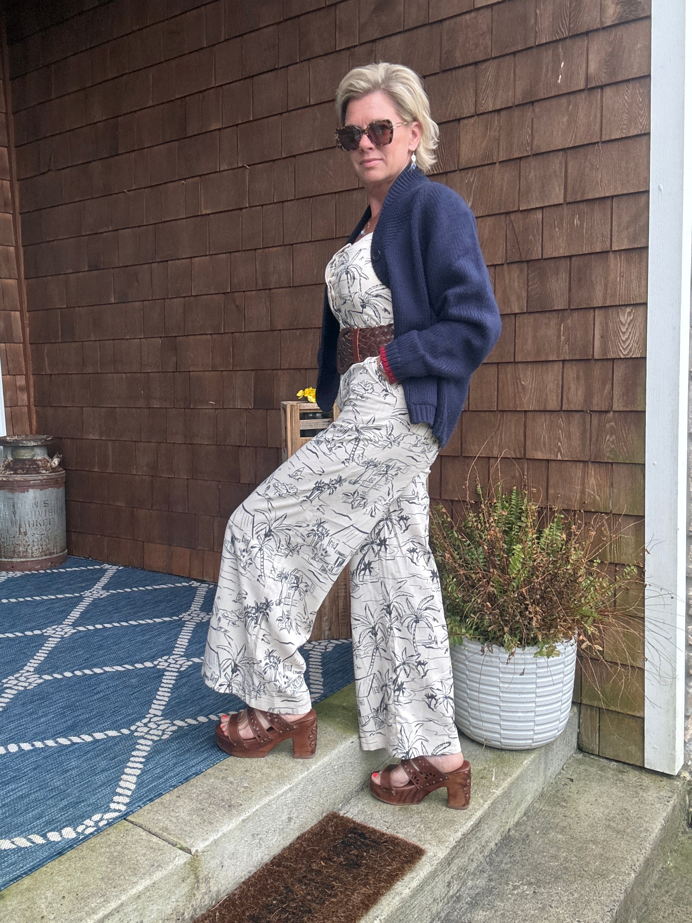 Sail Away with Me Button Down Sash Belt Jumpsuit