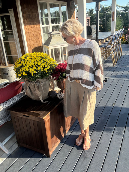 Linen Wide-Leg Bermuda Shorts W Belt