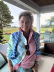 Meghan LS ppo Stripe Mix Shirt multi front close up