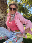 Jodie LS ppo Stripe Shirt coral/white front/side