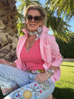 Jodie LS ppo Stripe Shirt front coral white front