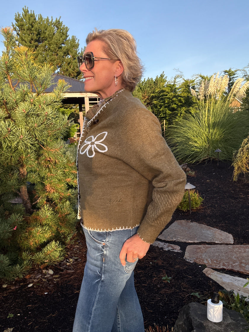 BERGAMOTE CARDIGAN side khaki