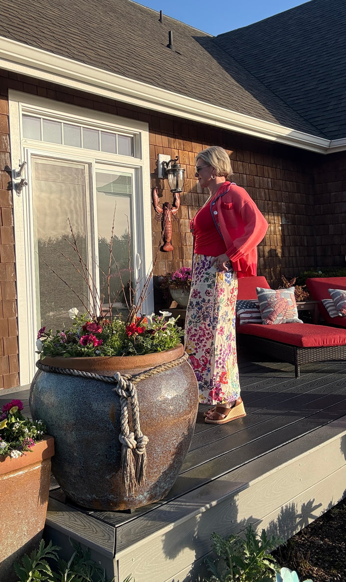 Johnny Was LINEN SEAMED SKIRT side styled 2