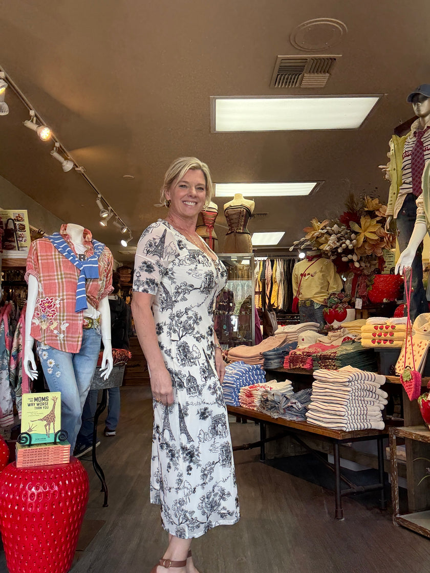 Johnny Was MAYA MESH MIDI DRESS Louise Ecru side