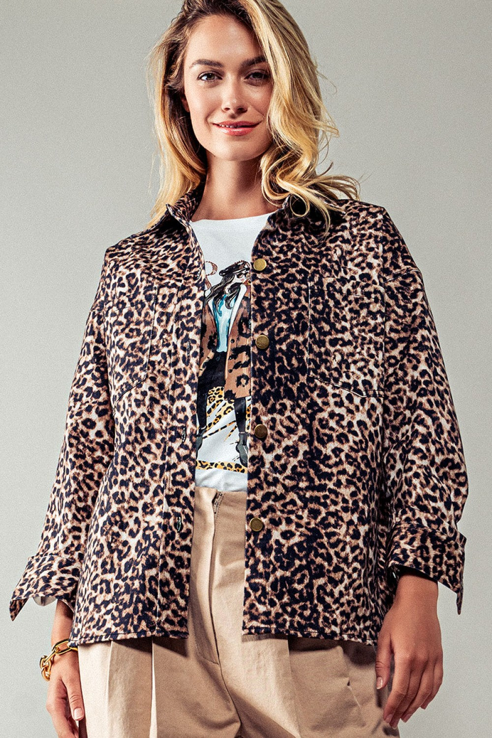 Leopard Print Work Jacket front