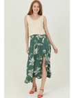 KAYLA RUFFLE SLIT PRINTED SKIRT green-front