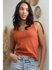 Rust Kim Rib Knit Scoop Neck Tank Top