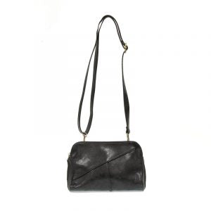 Black Gigi Crossbody with Woven Wrist Strap with long strap