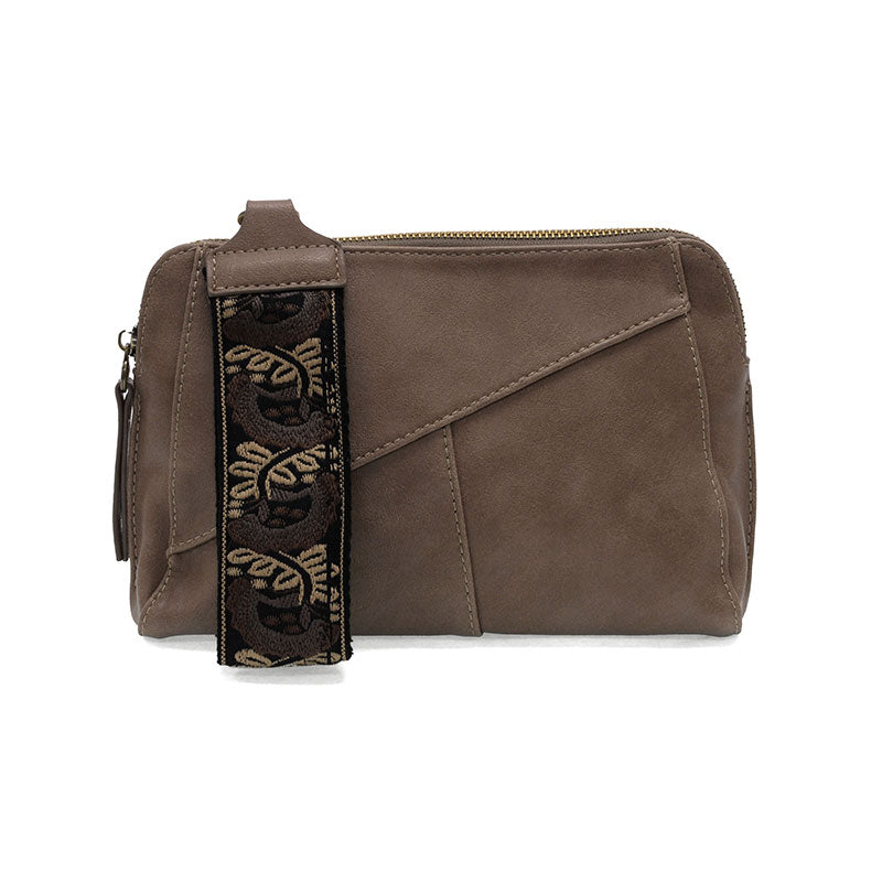 Taupe Crossbody with Woven Wrist Strap