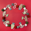 Do It Yourself Wood Garland mushroom colored in