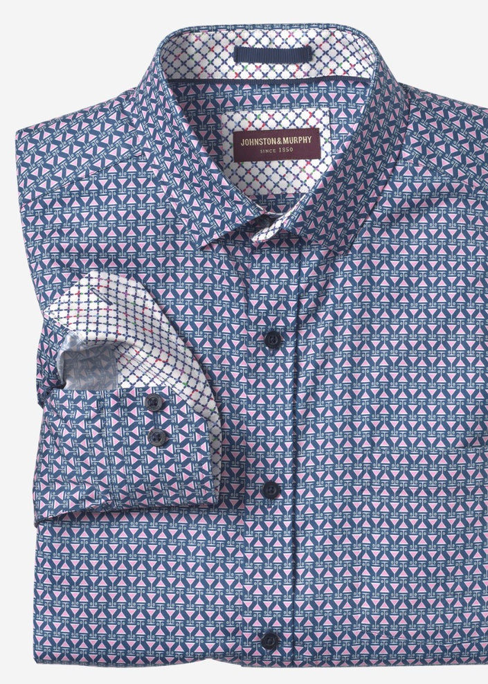 Martini Pink/Navy Cotton Shirt 