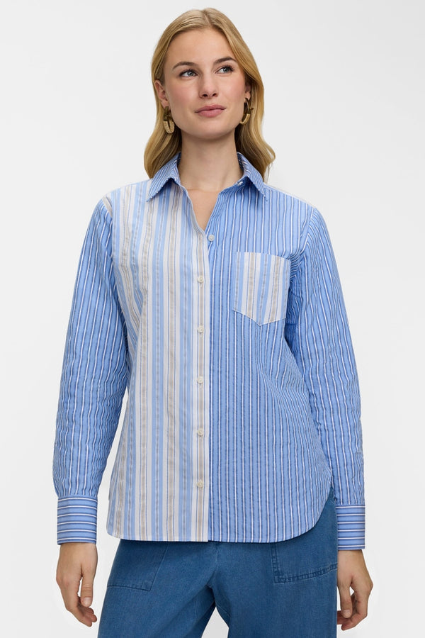 Meghan LS Seersucker Shirt front button down