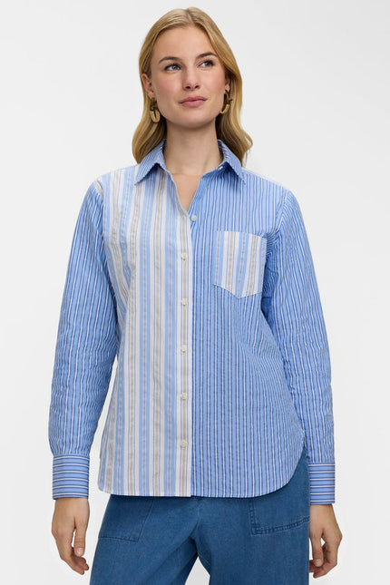 Meghan LS Seersucker Shirt front button down