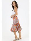 MINDY Mid-length skirt featuring a ruffle trim Tan-side