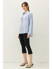 Mindy Pinstripe Boxy Fit Shirt blue side