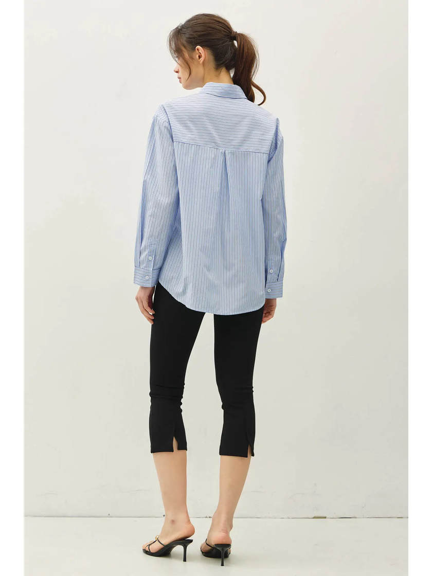 Mindy Pinstripe Boxy Fit Shirt back blue