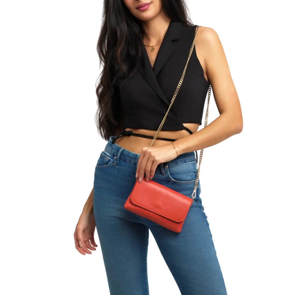 Paige Italian Leather Crossbody orange