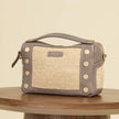 Evan Crossbody Sml-Pewter Raﬃa-BG