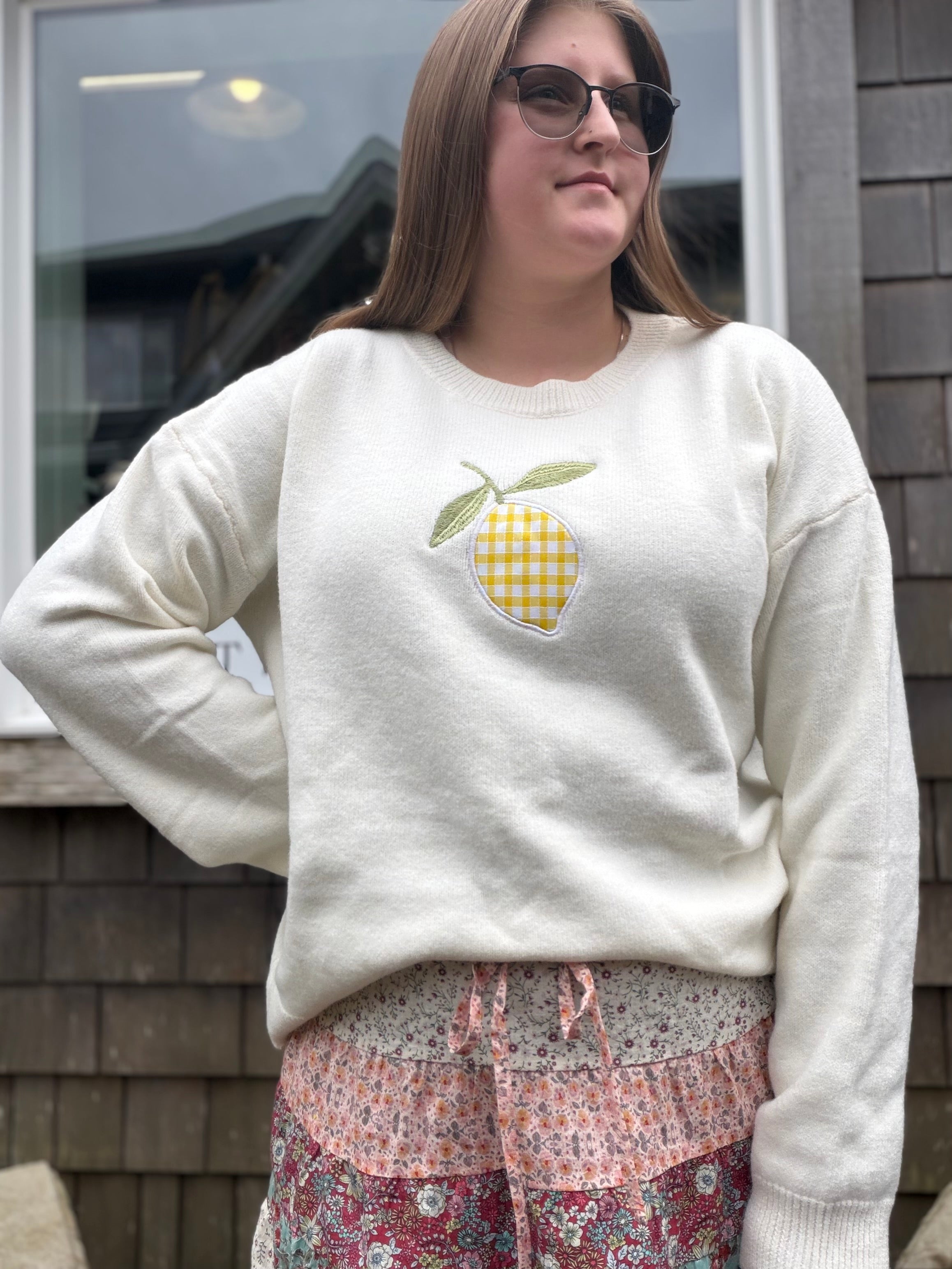 Plaid Lemon Sweater front