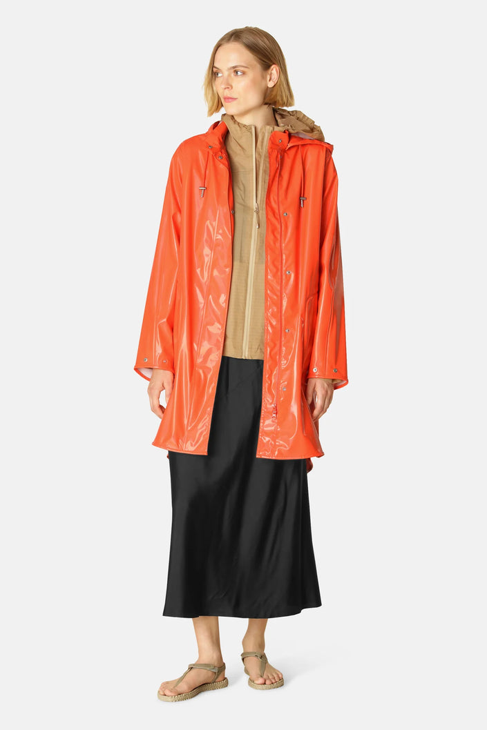 Rain71G - Loose Cut Glossy Rain Coat hot orange