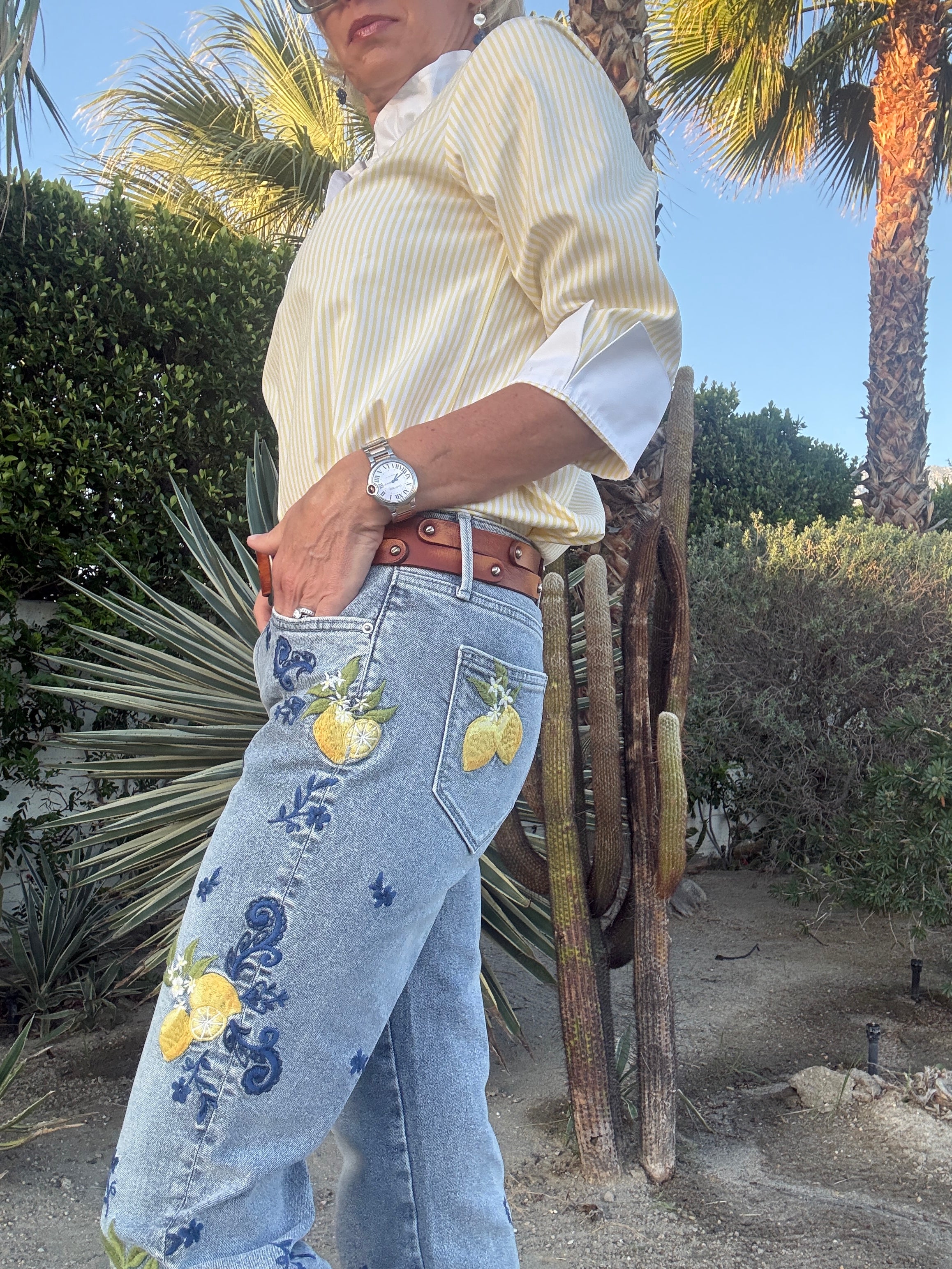 Roxy X Lemmoncello Straight Leg Jean side close up