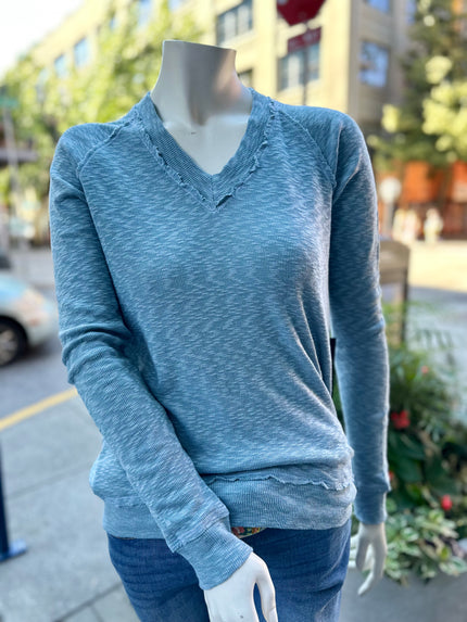 Shelly Essential V Neck Long Sleeve oil blue