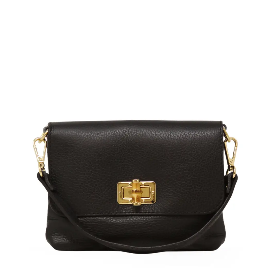 Sally Italian Leather Clutch and Crossbody black