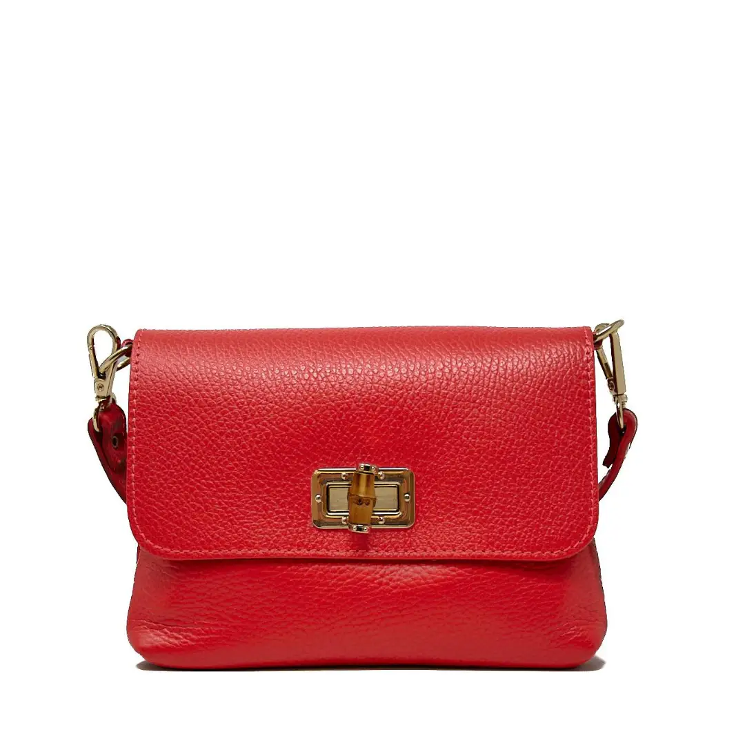Sally Italian Leather Clutch and Crossbody Red