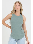 Samantha RIB KNIT ROUNDED HEM TANK TOP sage green front