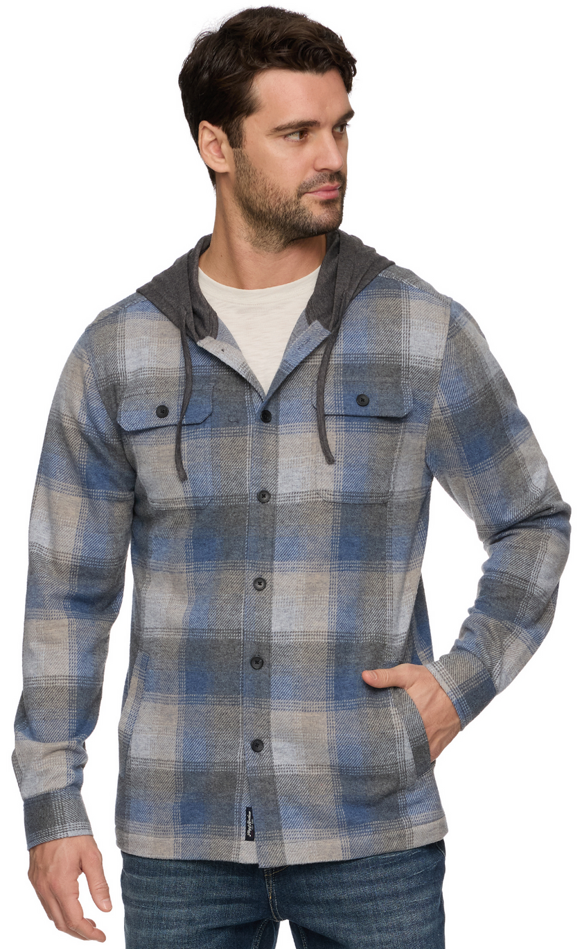POSTON HERO HOODED KNIT FLANNEL SHIRT JACKET