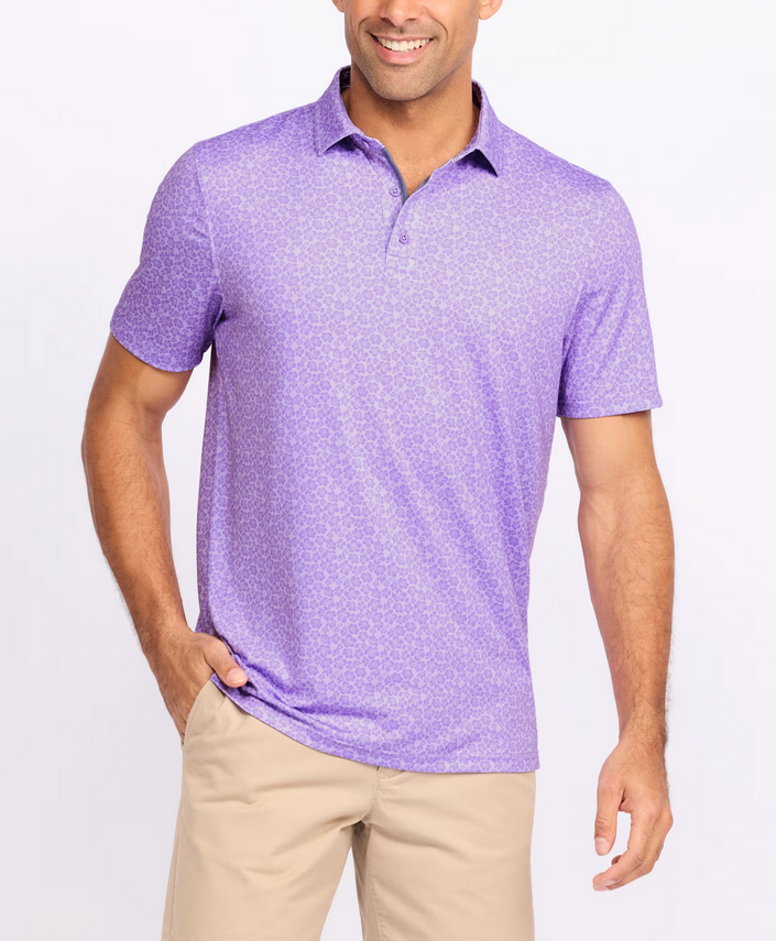 Newnan SS All Over Hibiscus Print Performance Polo