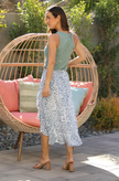 TORI RUFFLE SLIT MID LENGTH SKIRT floral-back