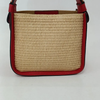 Zoe Raffia & Leather Summer Woven Handbag - Red_Back