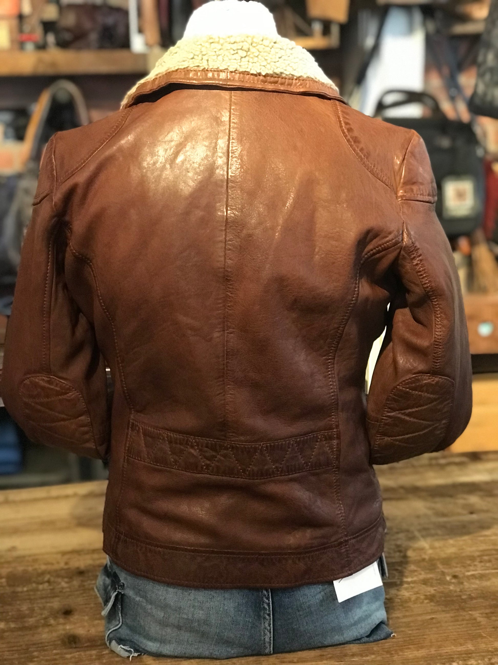Jenja CF Leather Jacket | Dark Cognac back