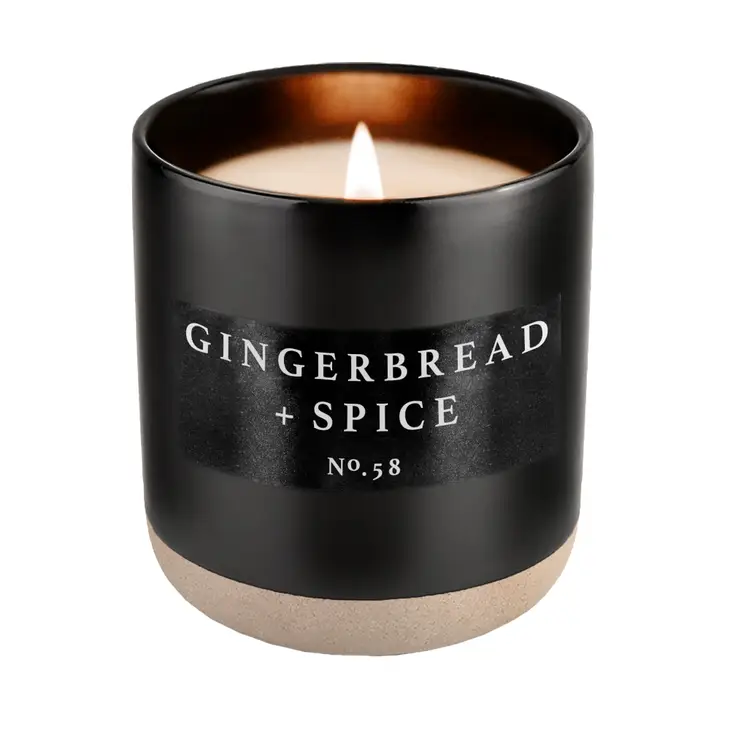 Sweet Water Decor Soy Candle Black Stoneware | Gingerbread and Spice front