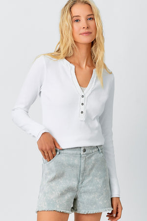 Piper Washed Thermal Henley Top White